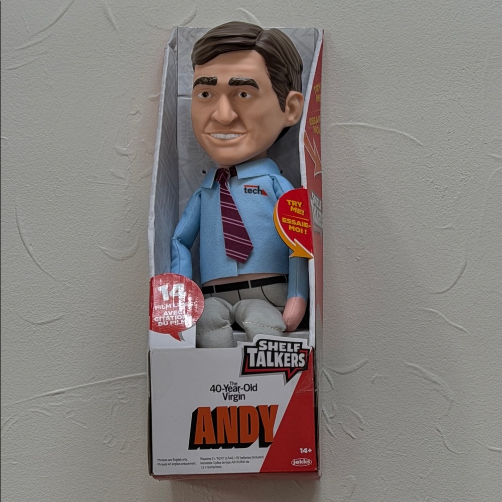 NWT Shelf Talkers 12” Talking Plush Andy Pull String Toy 40-Year-Old Virgin